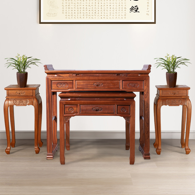 实木四脚贡桌家用客厅新中式雕花储物龛桌中堂宗案桌储物柜巧头柜