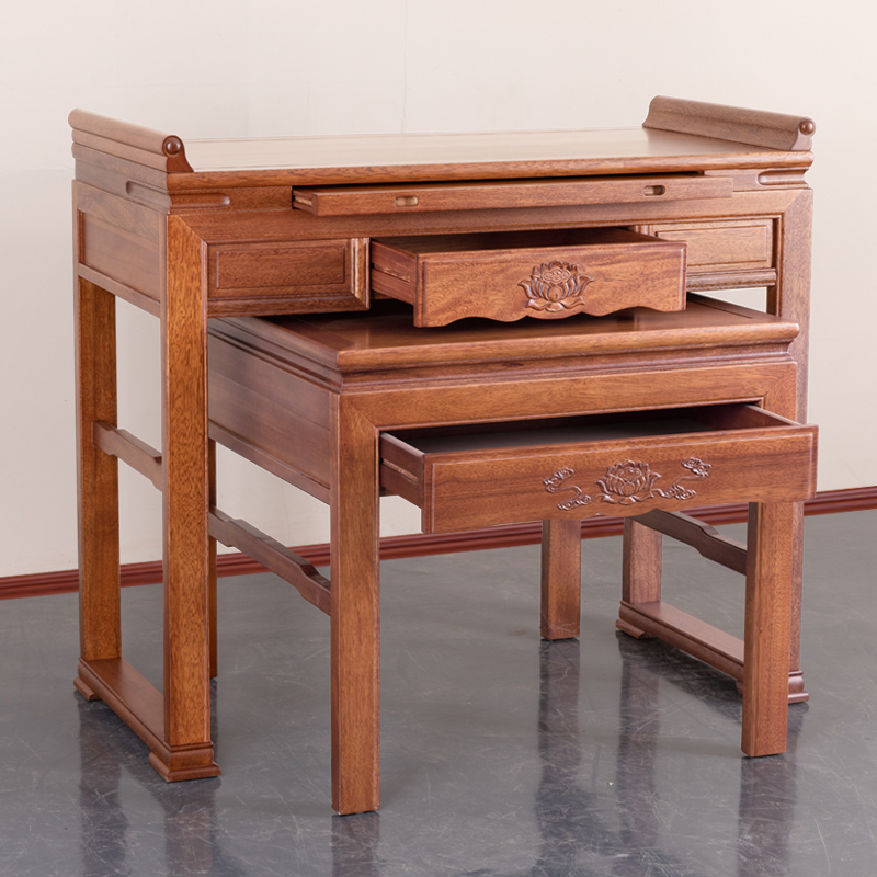 新中式实木供桌家用财神桌金丝柚木佛台香案榫卯结构贡桌供奉桌