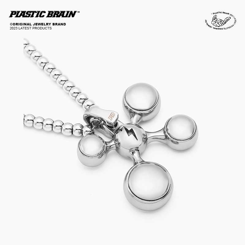 PLASTIC BRAIN/塑料脑袋 钛钢项链 Y2K小众圆珠链细胞吊坠锁骨链