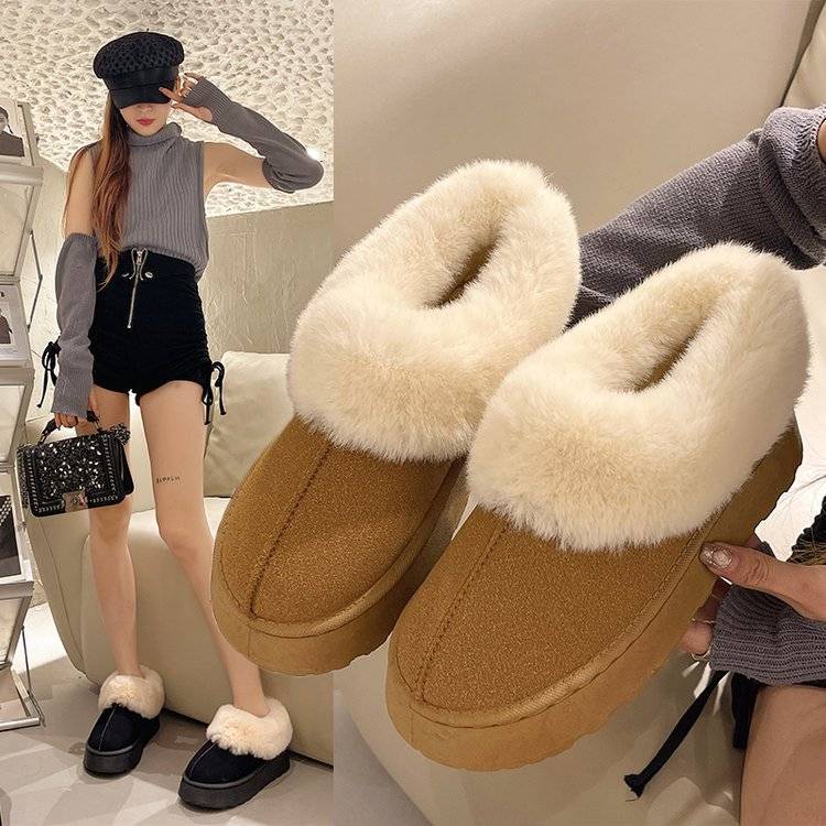 时尚雪地靴女新款女款冬季加绒加厚增高厚底短筒靴子棉鞋保暖百搭