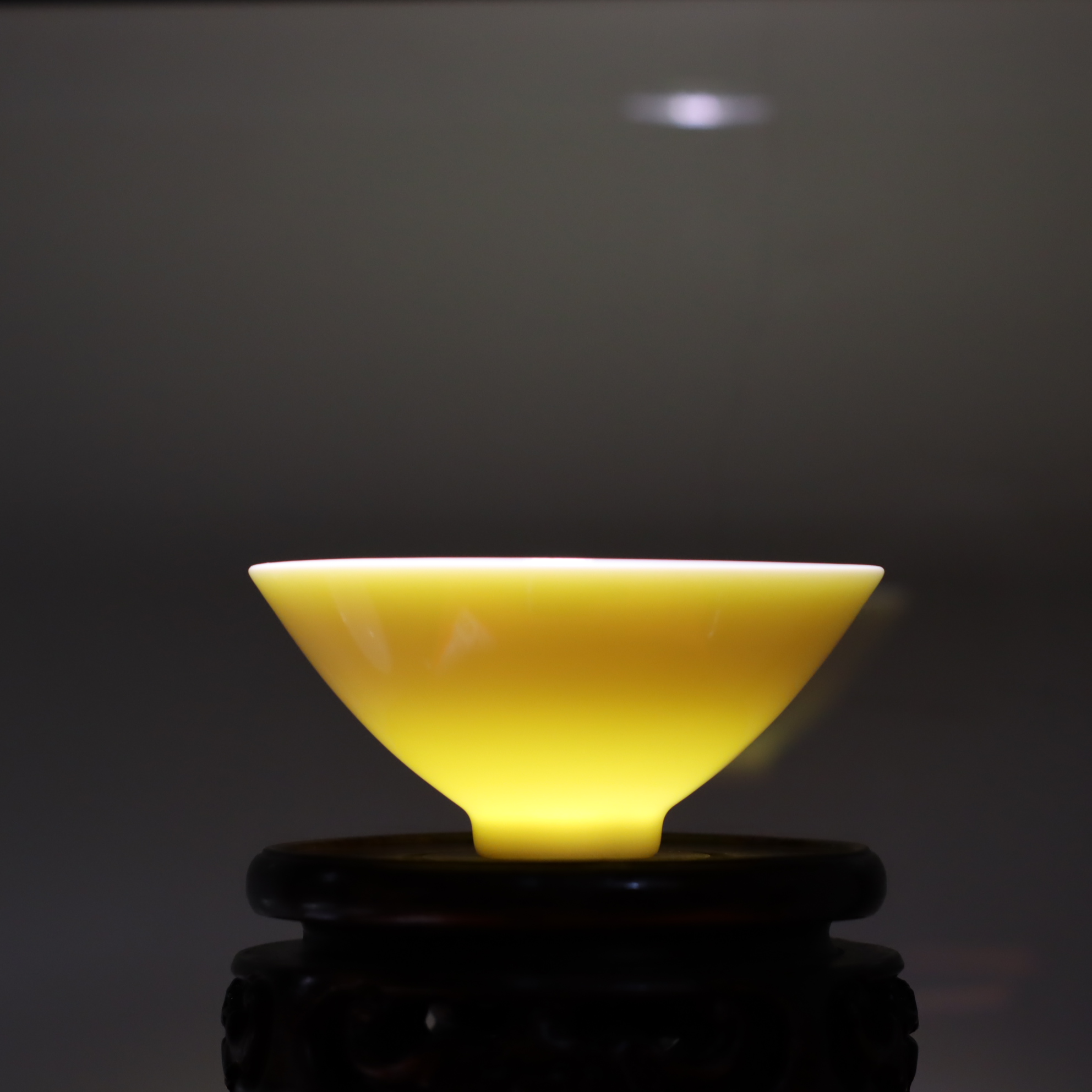 【饲壶山房】陈旭签名大号黄盏 斗笠杯（德化精瓷）容量80cc左右