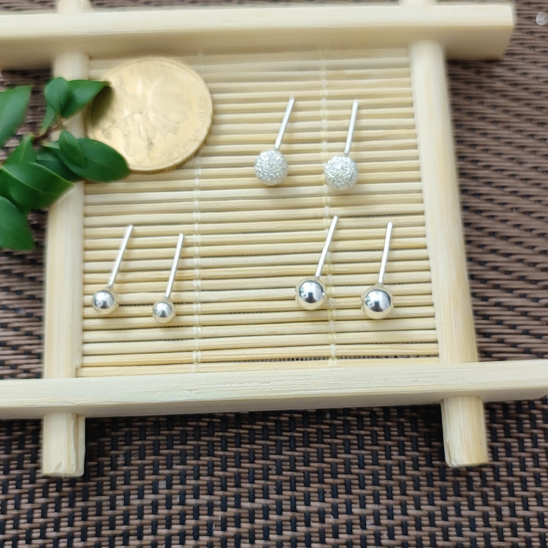 足银耳饰 【豆豆耳钉】4mm-5mm 防过敏养耳洞 男女同款 H01