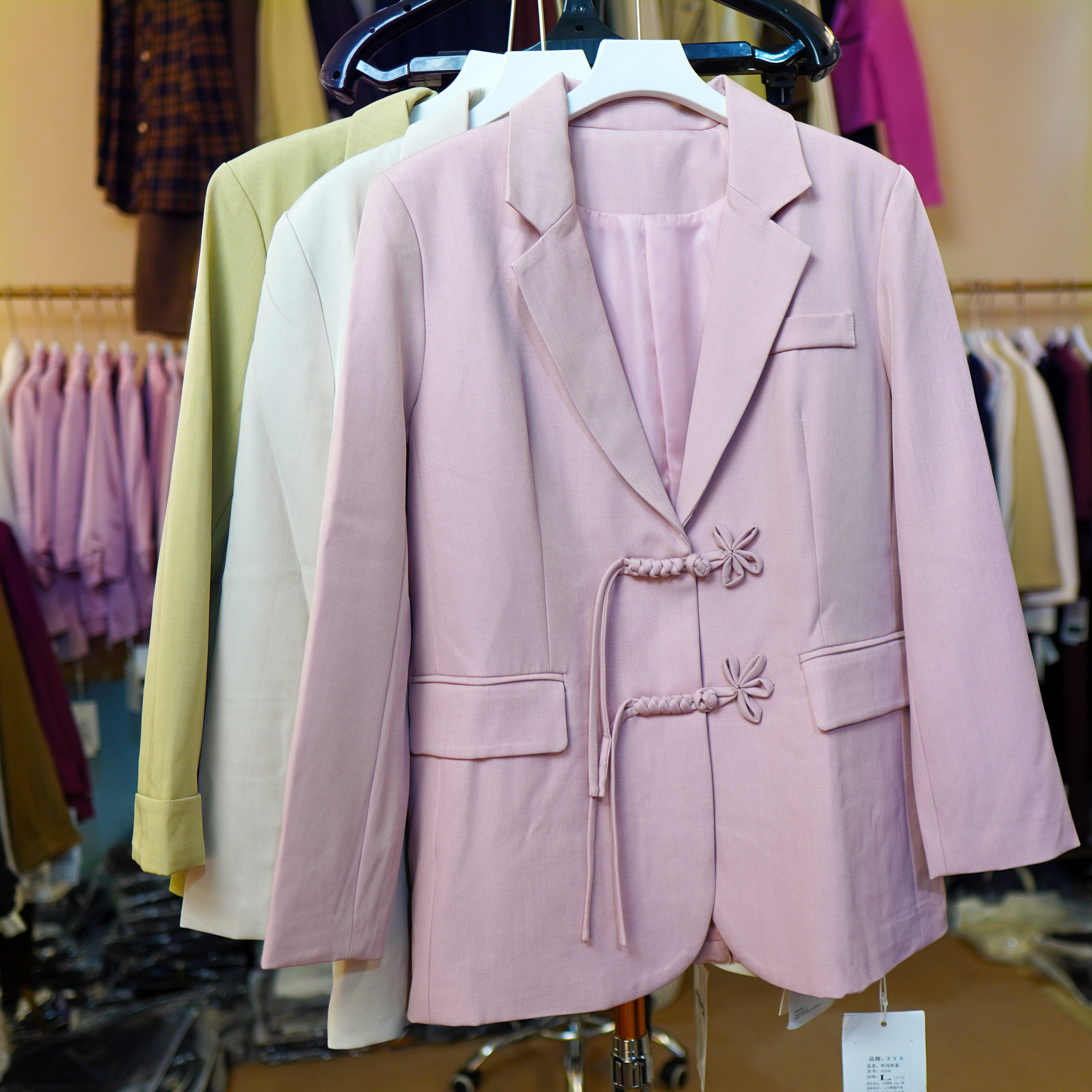 气质韩版松紧收腰显瘦翻领双排扣风外套长袖春秋短款时尚休闲百搭