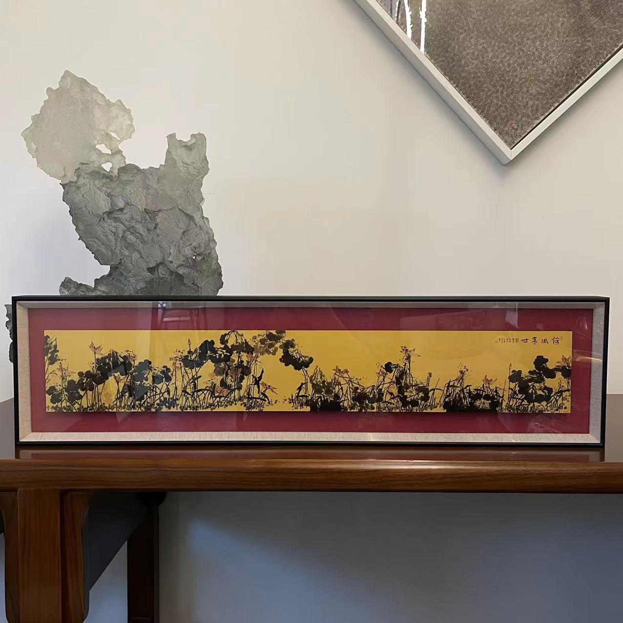 《荷风盛世》崔老师如琢先生 荷花  版画  12cm×80cm