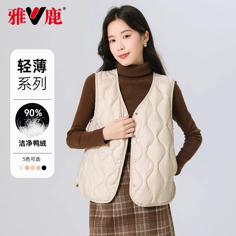 雅鹿轻暖时尚无袖羽绒马甲冬季新款内胆背心内搭外套YD501Z02800