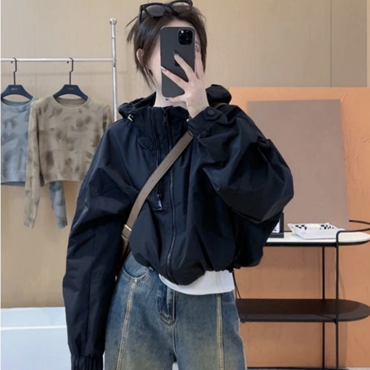 秋季外套女防风双拉链设计感短款冲锋衣小众休闲万能百搭外套女