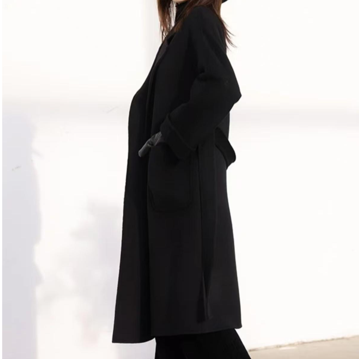 【麦婉 浴袍羊绒】高端双面羊绒大衣女长款羊毛大衣