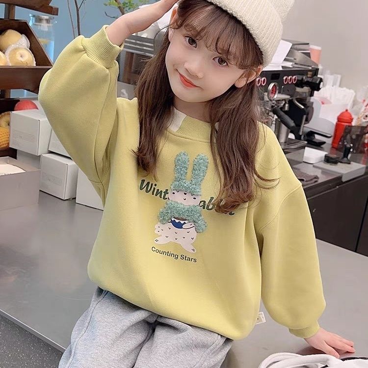 【双12活动】女童加绒卫衣冬装2023新款洋气童装女孩加厚保暖绒衫秋