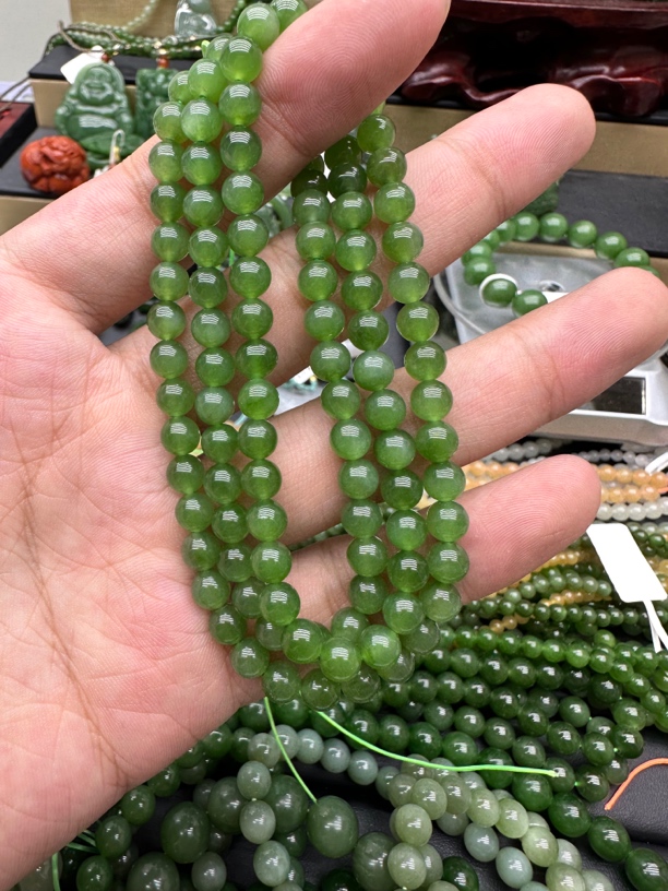 和田玉碧玉6mm项链