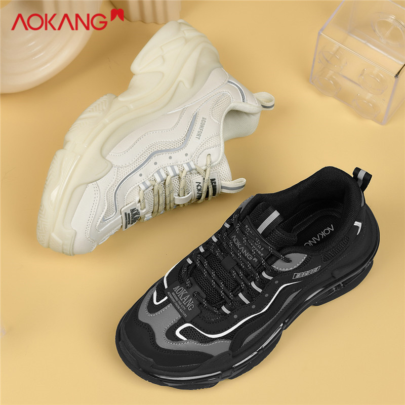 Aokang/奥康2025透气秋季时尚百搭潮流厚底跑步轻便潮鞋减震女鞋