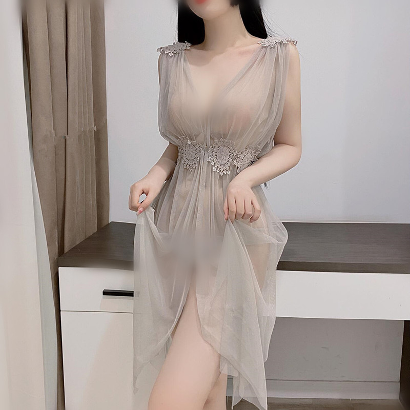 【倚楼听风馆】情侣内衣网纱明睡裙三水溶花领性感睡衣诱惑魅力纯