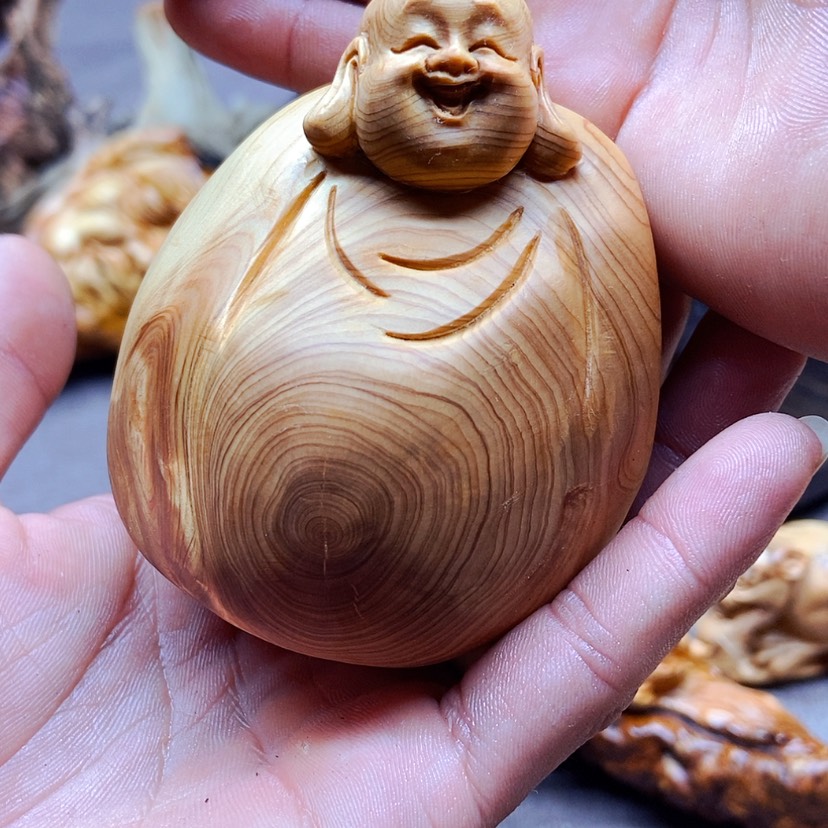【闪购商品】柏木根雕三*祥