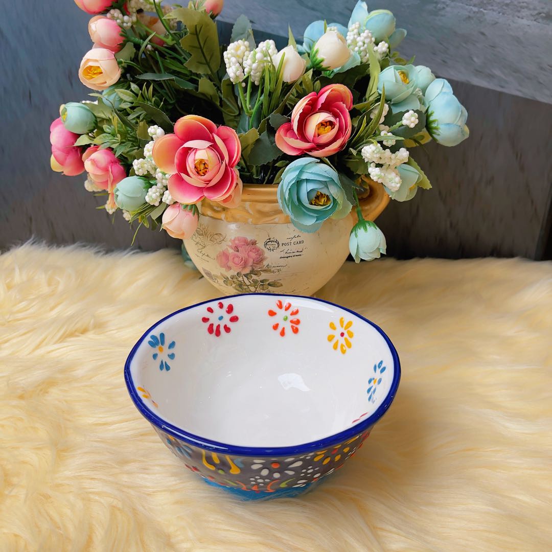 阿勒玛正品 新疆包邮 【6寸汤饭碗】加厚耐磨手绘6寸汤饭米饭碗   