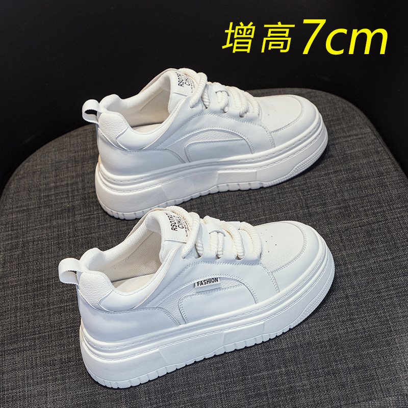 百丽纯爱厚底小白鞋女内增高秋冬加绒运动休闲鞋松糕底板鞋小个子