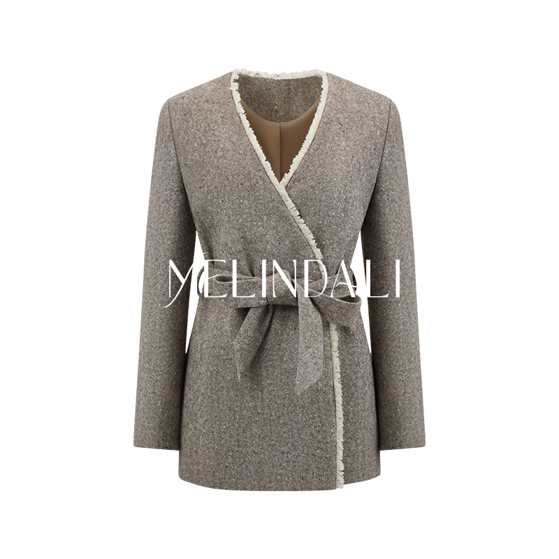 Melinda Li【蒙田大道】梦颖私服复古老钱风绵羊毛粗呢西装外套秋冬