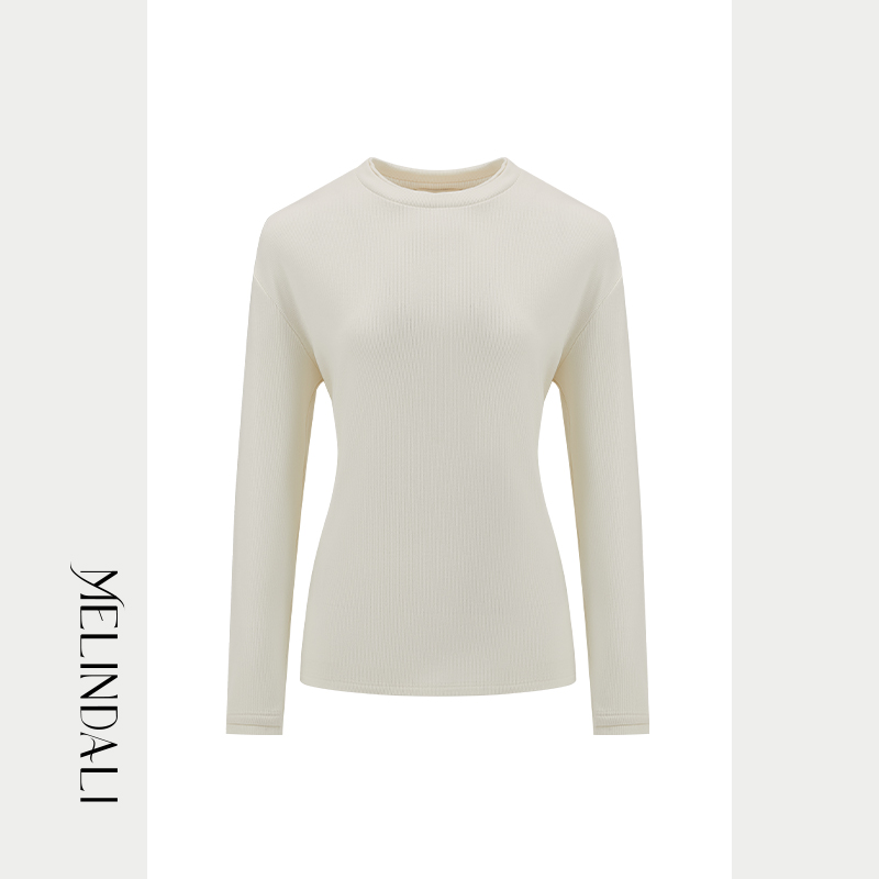 Melinda Li【美雅碧叠穿神器】假两件圆领宽松显瘦长袖打底衫T恤