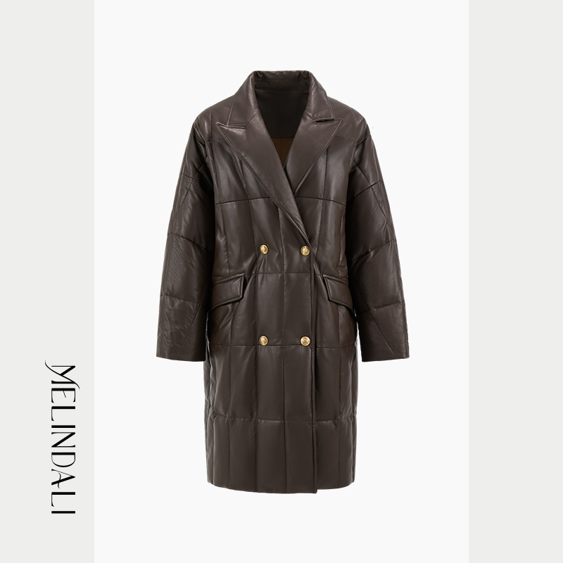 Melinda Li 【土耳其黑巧】雅丹风进口土耳其绵羊皮90白鹅绒羽绒服