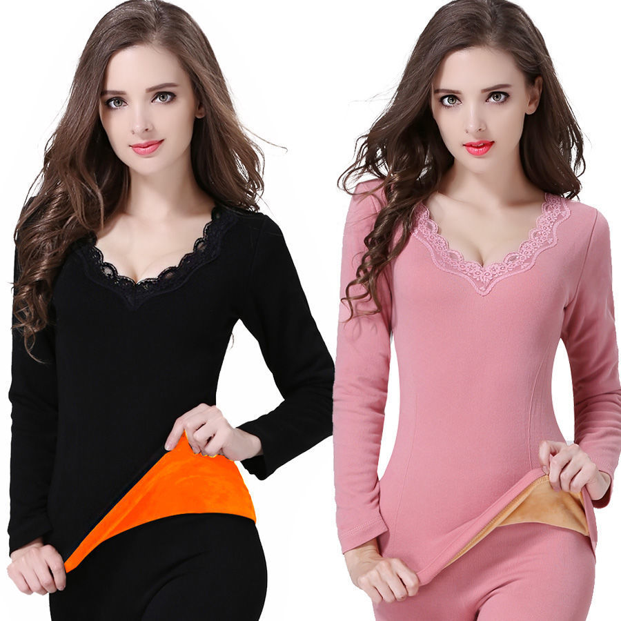 雪中飞上衣+裤子保暖内衣女加绒加厚套装美体秋衣秋裤冬季学生打