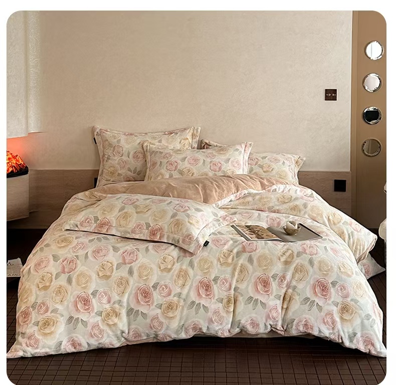 富贵兰冰岛绒床单四件套 高克重 防静电 不起球 冬天里的小太阳