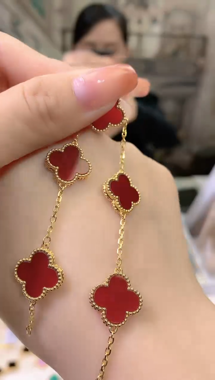 【闪购商品】玛瑙手链18K金镶嵌红玛瑙K黄