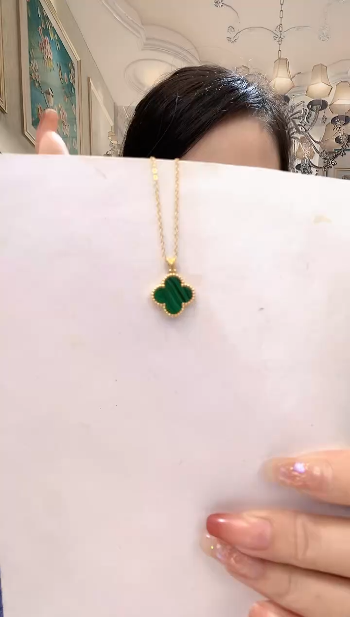 【闪购商品】孔雀石吊坠18K金镶嵌孔雀石k黄