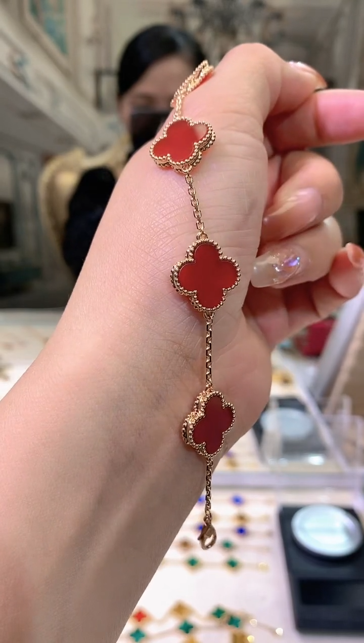 【闪购商品】玛瑙手链18K金镶嵌红玛瑙k玫