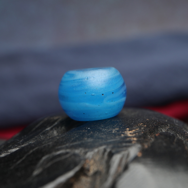 15mm藏式清代搅抬工艺蓝色老琉璃西藏文玩老佛珠手串配珠腰珠顶珠