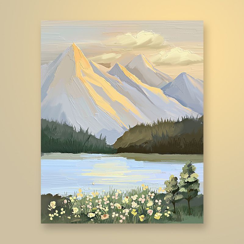 日照金山涂色数字油画diy填色手工礼物风景画手绘油画客厅装饰画 