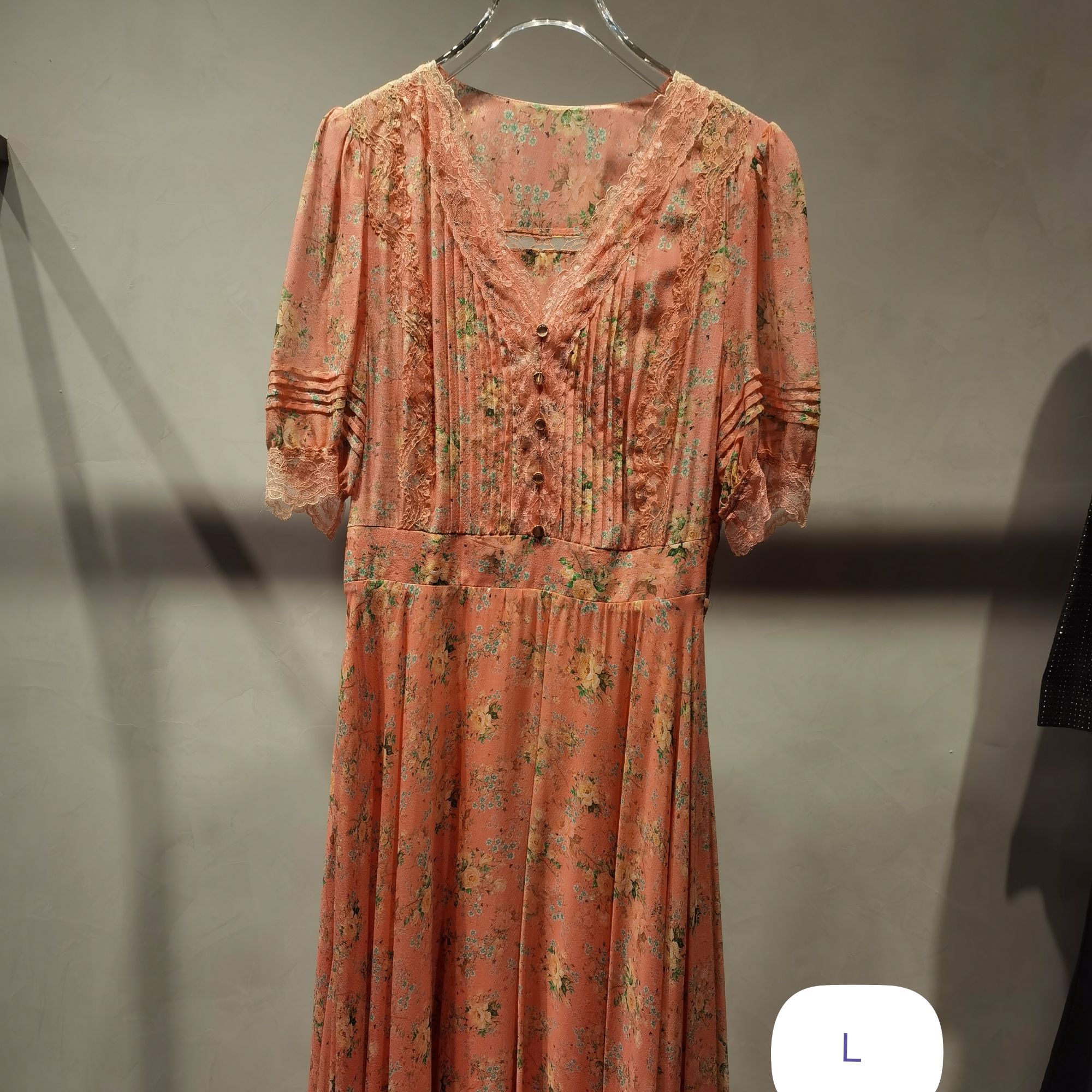 优雅气质碎花真丝连衣裙