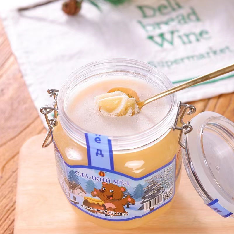 【粉丝专享】俄罗斯原装进口方诺熊品牌结晶卡扣椴树蜜1000克