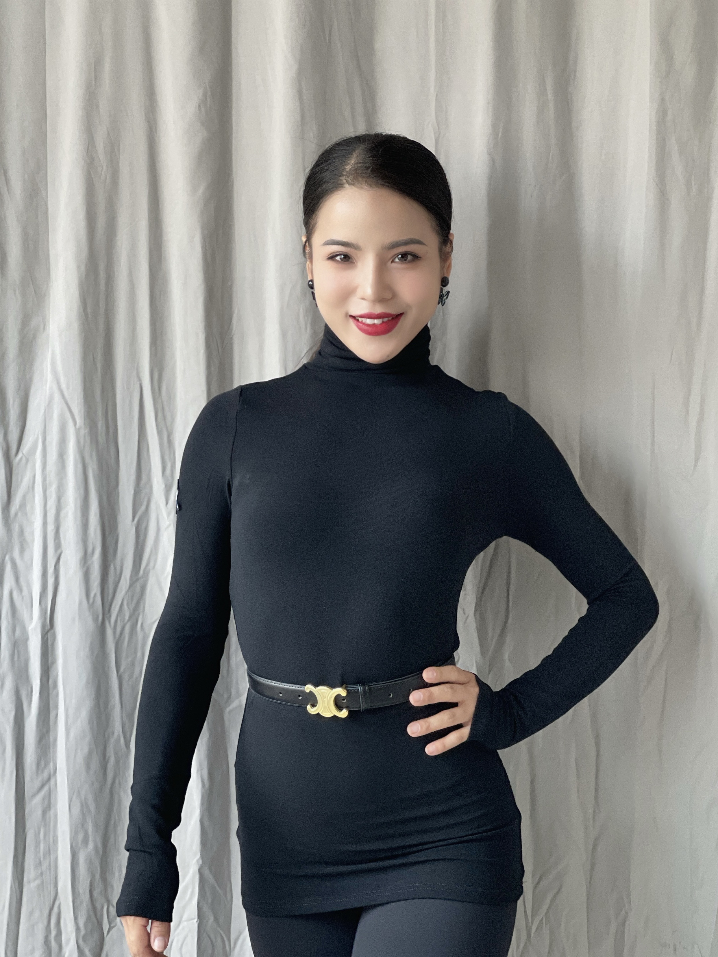 微厚人棉高领长袖长款上衣不含腰带高弹无胸垫【三天发货能等再拍】