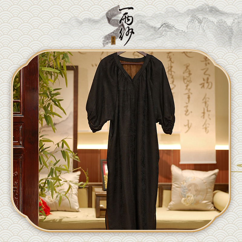 【锦意美人】235527桑蚕丝提花香云纱连衣裙长袍新中式45