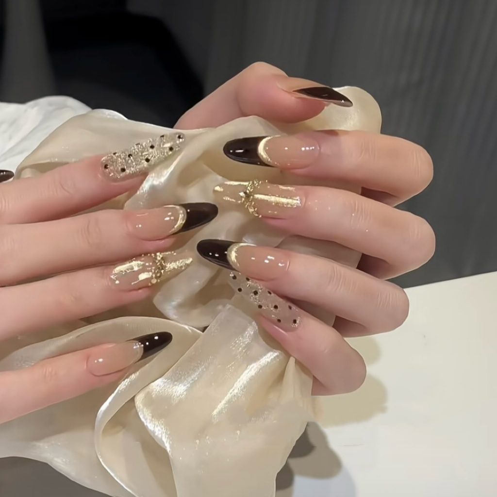 【金秋猫眼01】纯手工穿戴甲法式高级气质法式秋冬新款美甲款式甲片