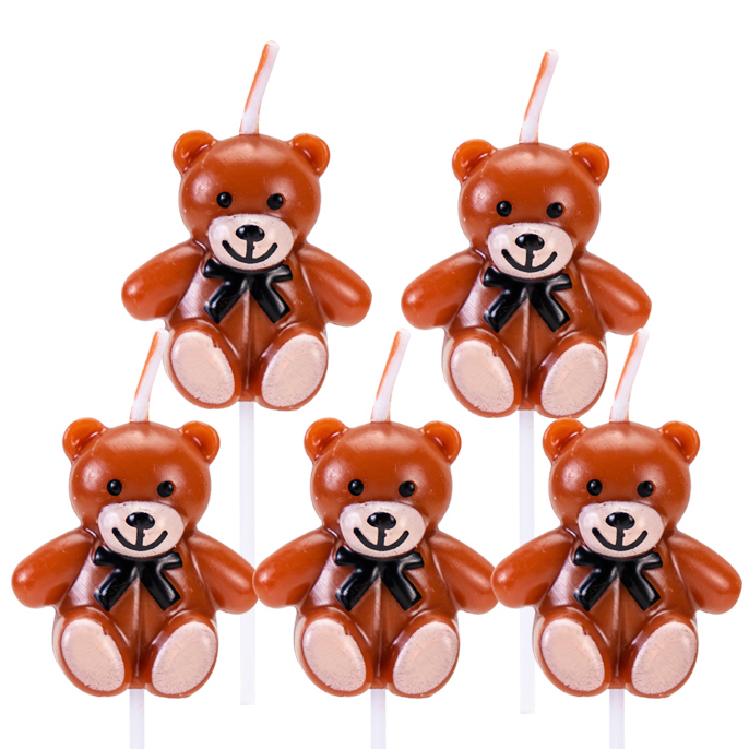 小熊蜡烛蛋糕装饰韩国ins可爱卡通小熊生日蜡烛儿童派对烘焙插件