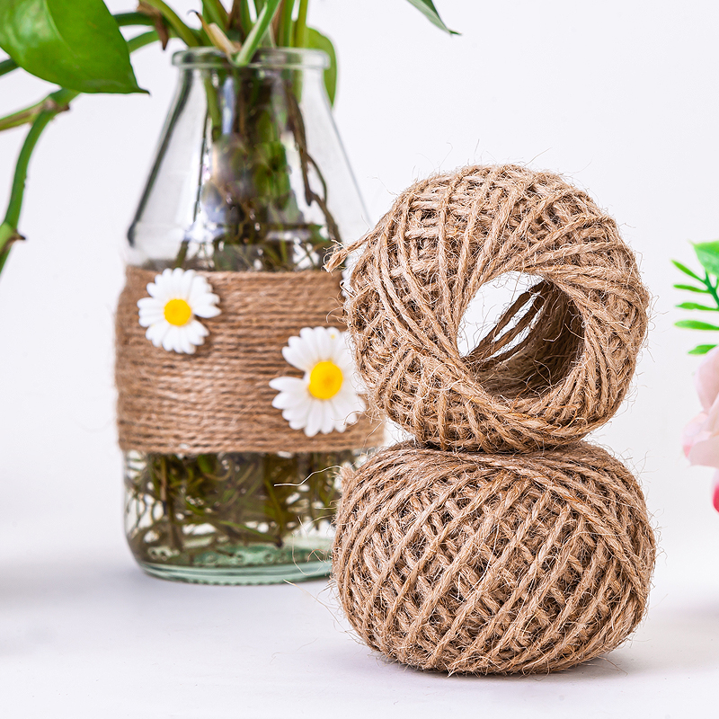 原色手工麻绳烘焙蛋糕围边装饰捆绑复古花瓶手工缠绕diy细麻绳线