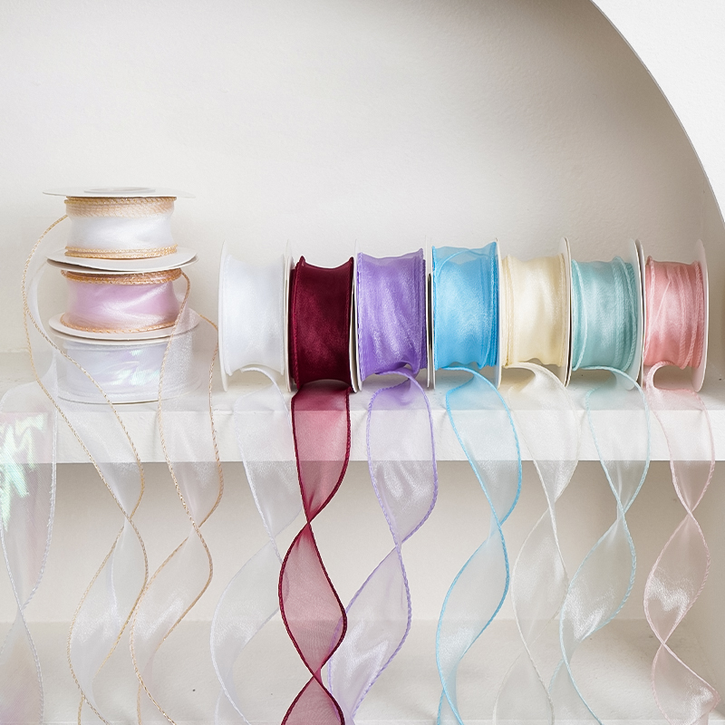 烘焙蛋糕装饰鱼尾纱丝带波浪鲜花包装纱带蛋糕盒礼盒绑带彩带绸带