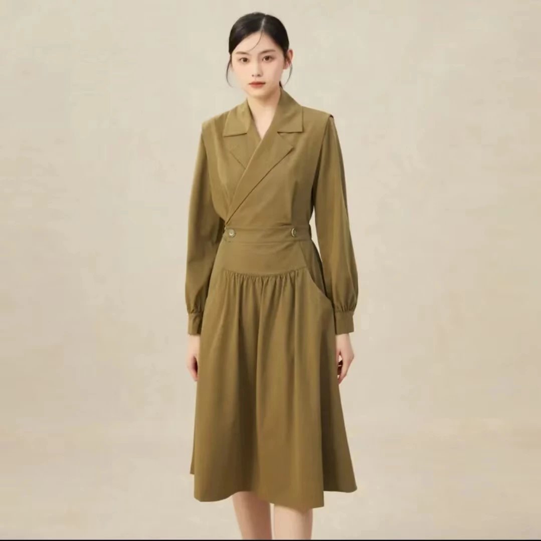哥弟赫本风气质西装长裙（2色）1500438