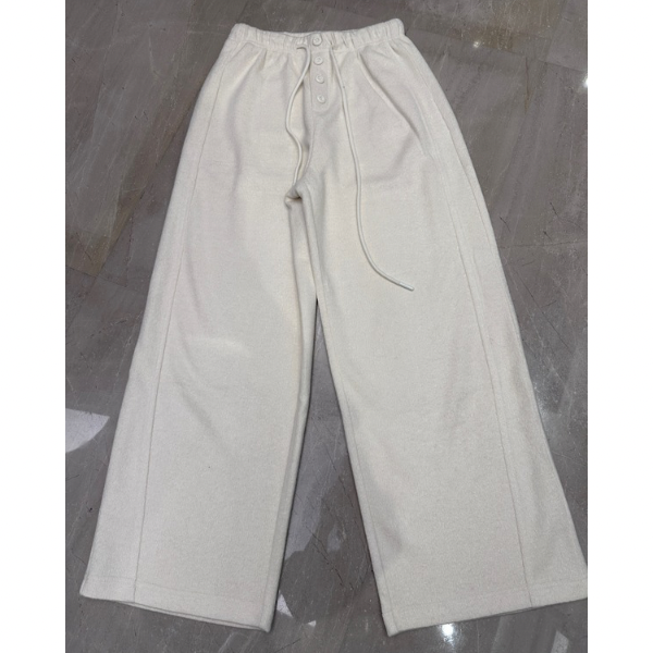 小雅家秋冬新抽绳松紧腰直播白色宽松显瘦直筒阔腿裤上衣休闲裤