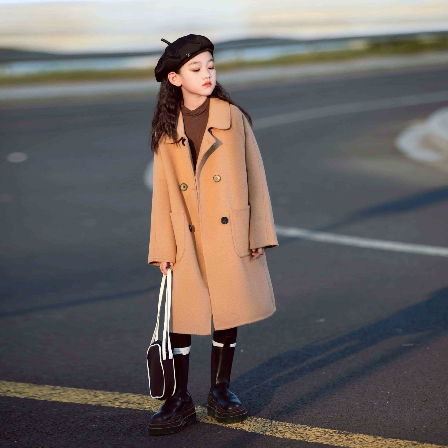 女童纯手工羊绒大衣高端毛呢外套儿童呢大衣秋冬2023儿童毛呢外套