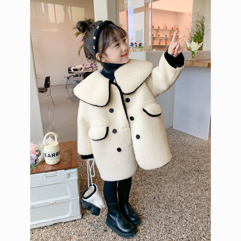 女童外套秋冬款2023新款洋气时髦儿童装衣服加厚冬季羊羔绒毛毛衣