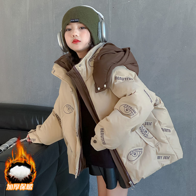 女童冬装棉衣2023新款棉服服中大童炸街中长款加厚棉袄洋气外套
