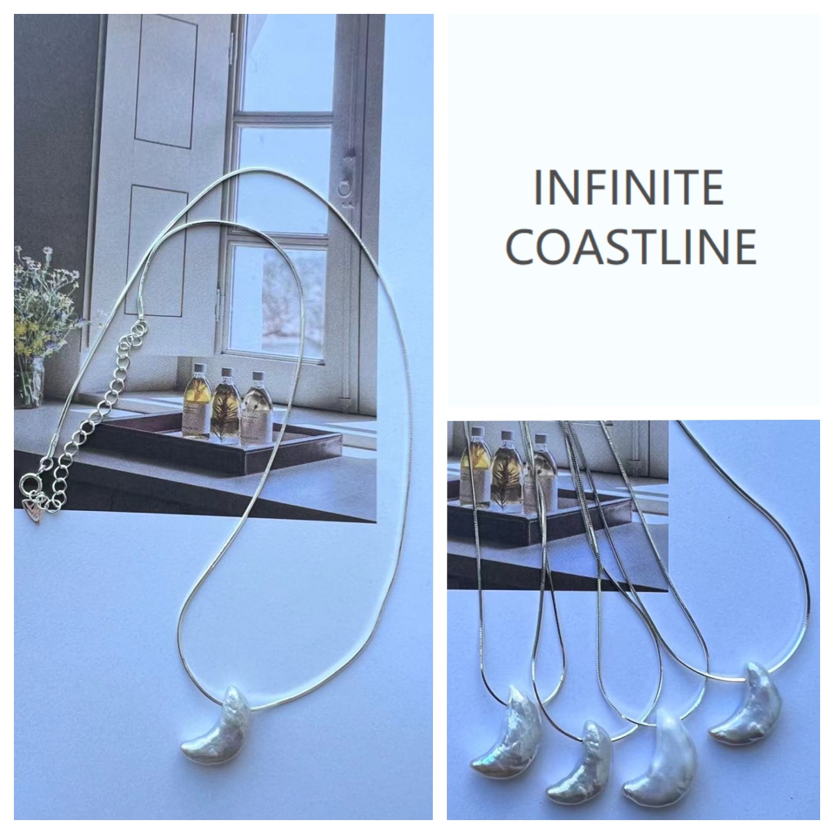 925银银制品 无垠海岸4385上弦月项链