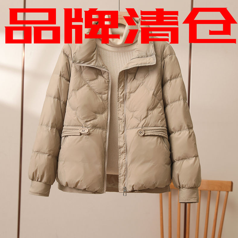 雅鹿短款羽绒羽绒服女2023年新款时尚立领棉衣百塔保暖冬装显瘦外
