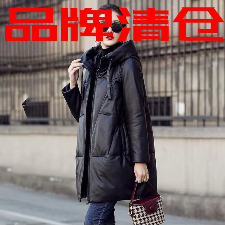 雅鹿不裂皮免洗中长款皮衣羽绒服女2023冬季新款韩版茧型加厚宽松