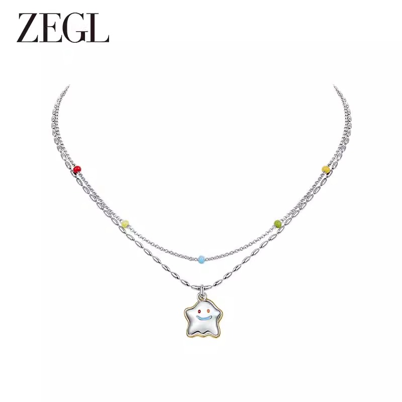 ZEGL 合金项链 设计师笑脸乐园系列彩色串珠叠戴项链女多巴胺DB