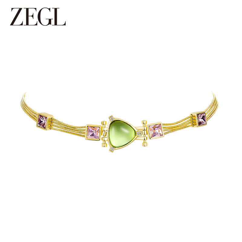 ZEGL 铜合金项链 春夏缤纷锁骨链轻奢法式气质简约百搭饰品