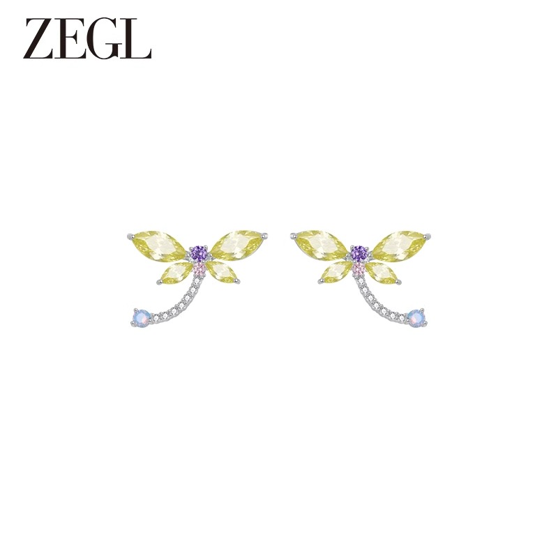 ZEGL 铜合金耳饰 设计师印象花园系列蝴蝶耳环女小众独特耳钉饰品