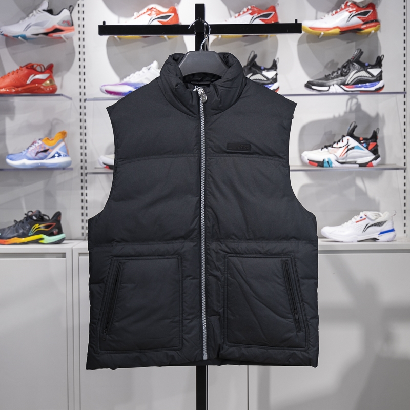 李宁羽绒马甲男子2023冬季新款时尚潮流鸭绒保暖立领马甲AMRT013