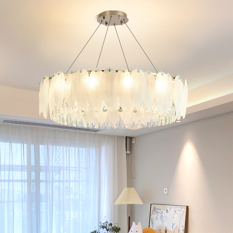 客厅主灯新款高端高档水晶吊灯创意餐厅法式艺术羽毛卧室水晶灯