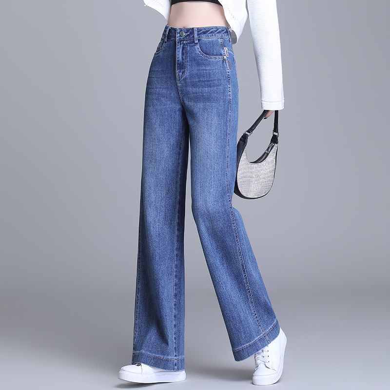 正品高端时尚阔腿牛仔裤女秋季2025新款时尚高腰女裤宽松直筒裤子